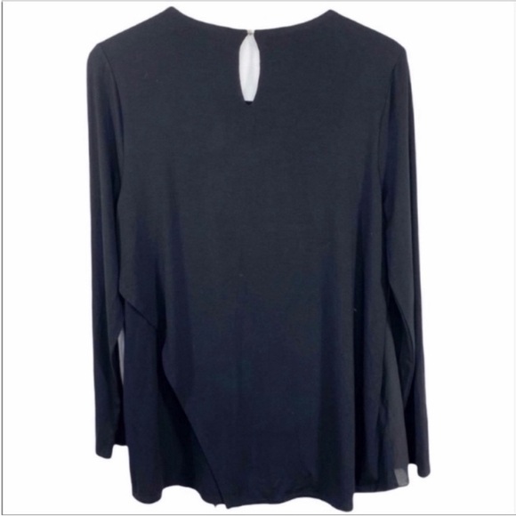 VINCE CAMUTO layered long sleeve blouse top M black - Picture 7 of 10
